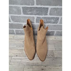 Lisa Vicky Tan Suede Slip On Western Ankle Heeled Boots Womens Size 9M Nordstrom